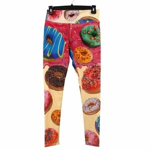 🍩 Sleefs Donuts Print Leggings Small S Colorful Fun Dessert Print Tights 🍩